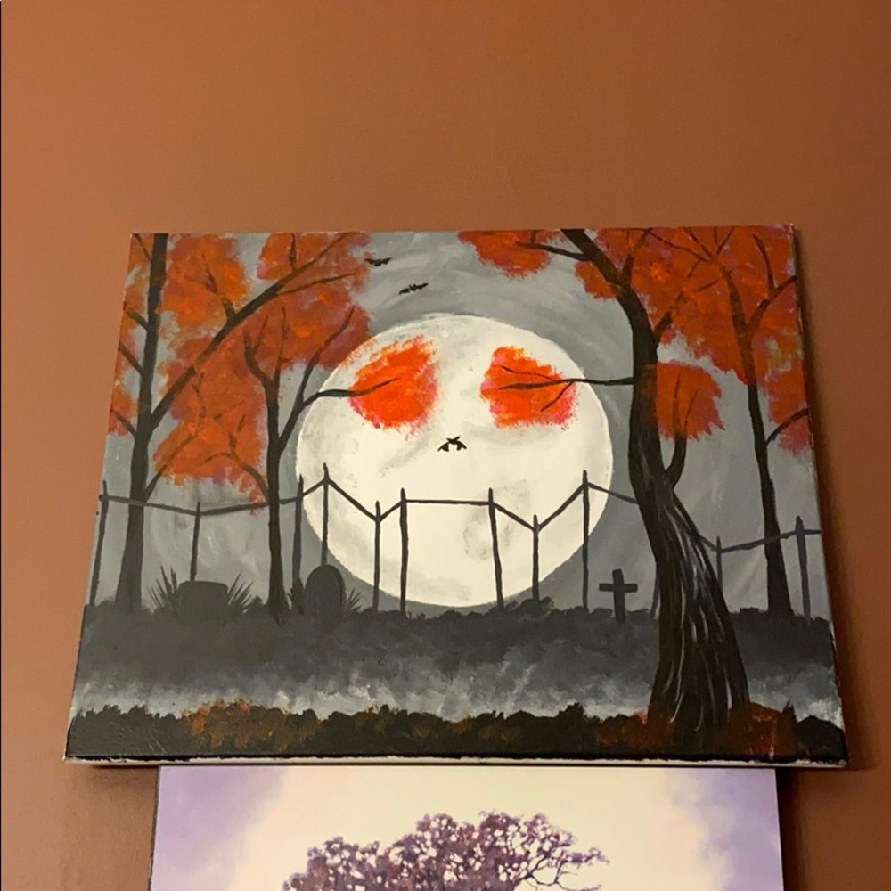 Fall-themed acrylic painting